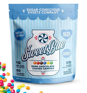 SweetBae Dark Chocolate Coated Candies, Keto friendly, No Sugar Added, Gluten Free, Low Carb, 1g net carb, 8g fiber, 80 calories per serving