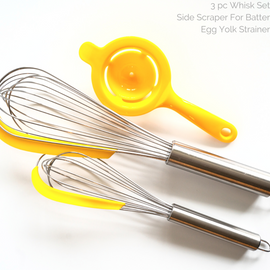 Yellow 3 Piece Whisk Set